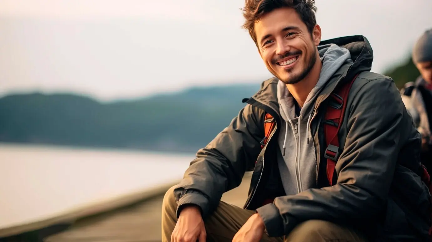 Person, die sich an der Bewegung für nachhaltiges Reisen beteiligt.